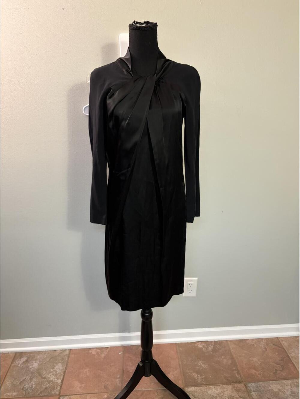 Love Moschino Black Satin Long Sleeve Dress Size 8